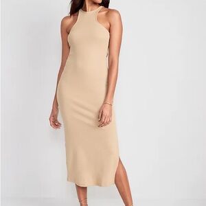 Sleeveless Beige Midi Dress